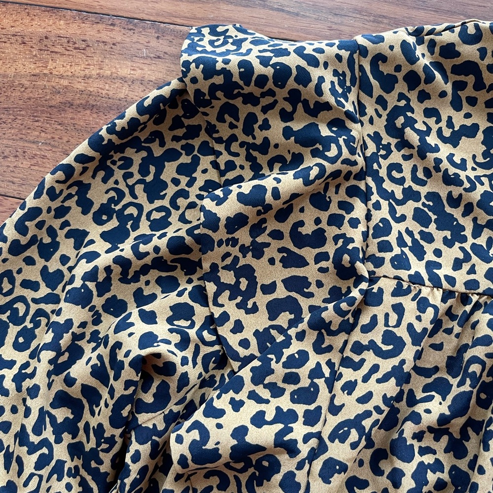 WAYF Pierce Leopard Print Long Sleeve Mock Neck Minidress - Picture 13 of 13